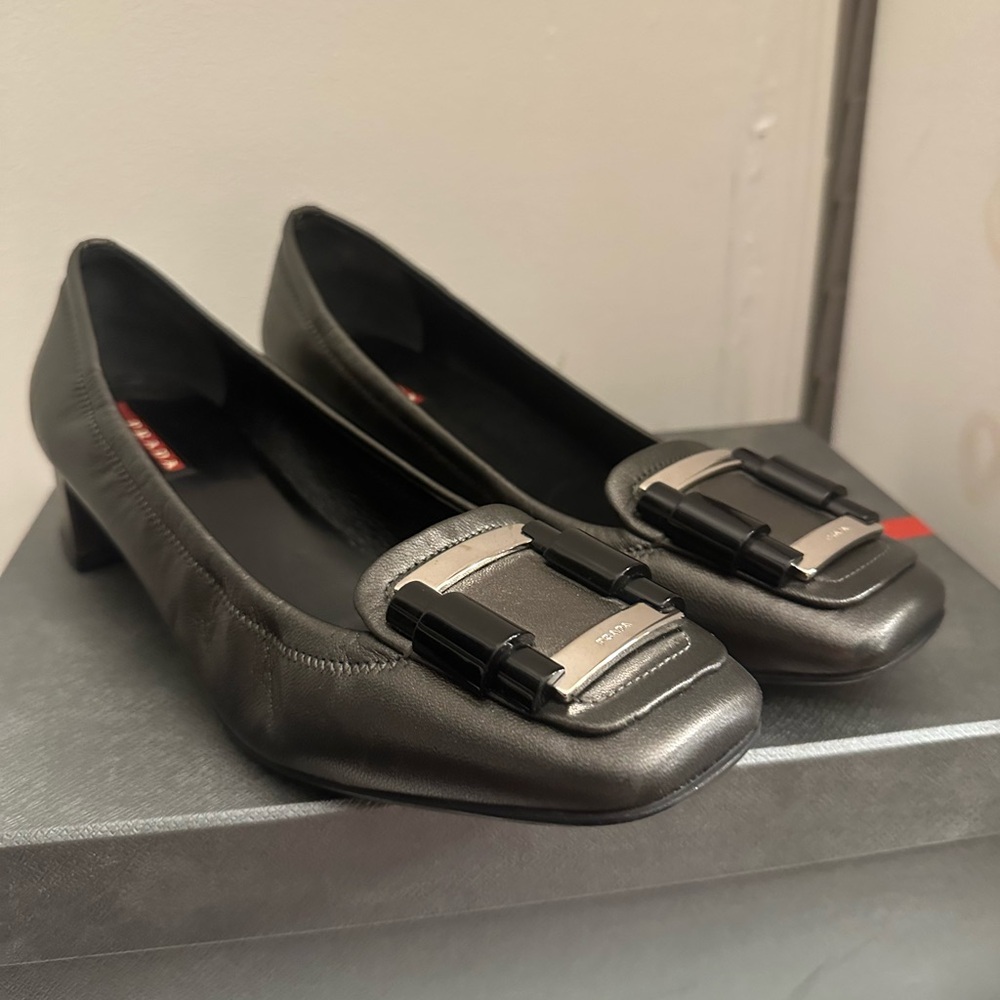 Women’s Prada Metallic Black Loafers - Picture 5 of 16